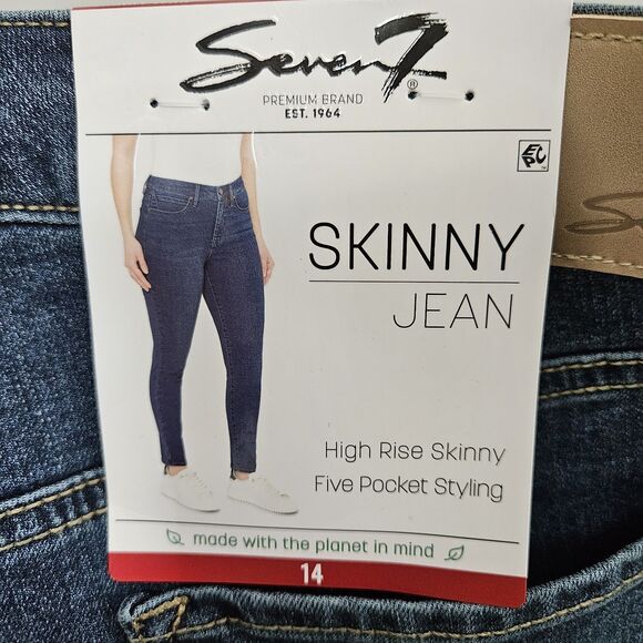 NWT Seven7 High-Rise Skinny Jeans Women's Size 14 (34x28) Blue Medium Wash - Picture 1 of 10